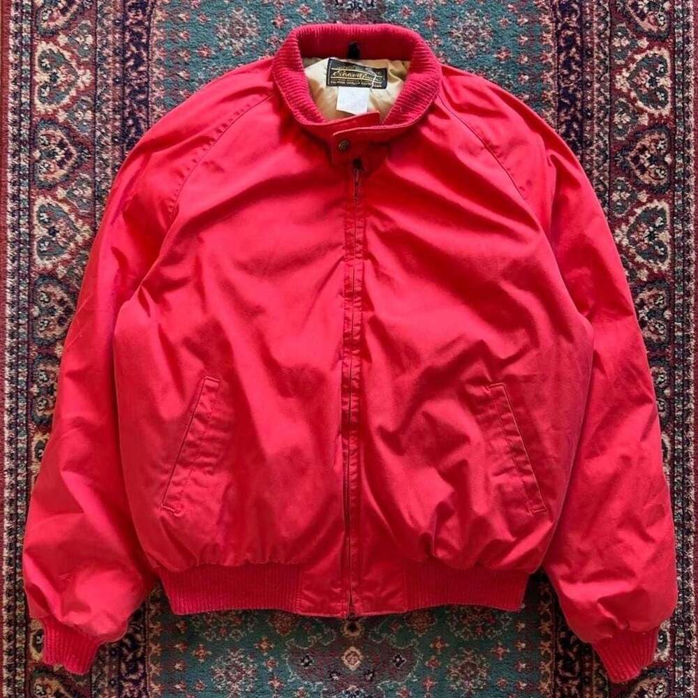 Eddie Bauer Vintage All-Purpose Goose Down Bomber Jacket Men’s L Red USA